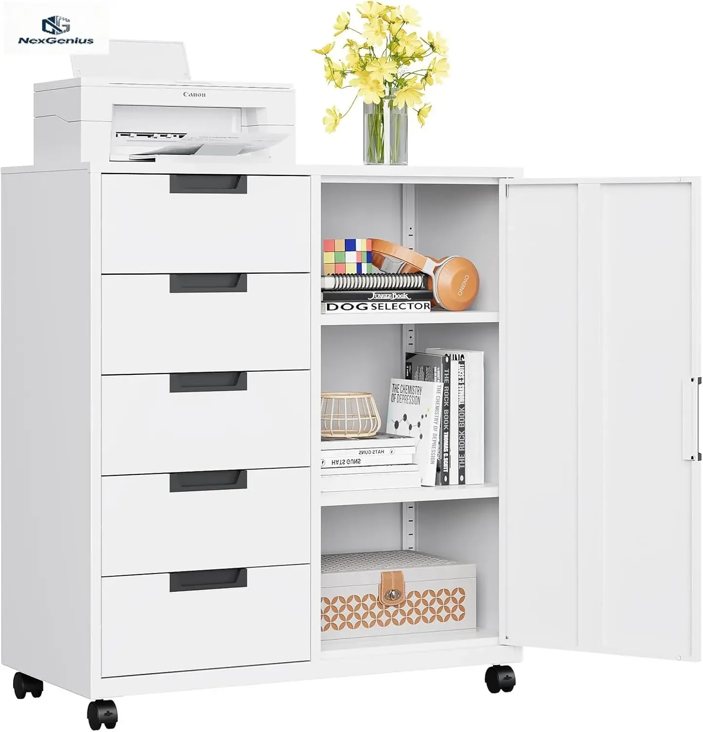 File Cabinet Lateral - Lemari Penyimpanan 5 Laci dengan Pintu