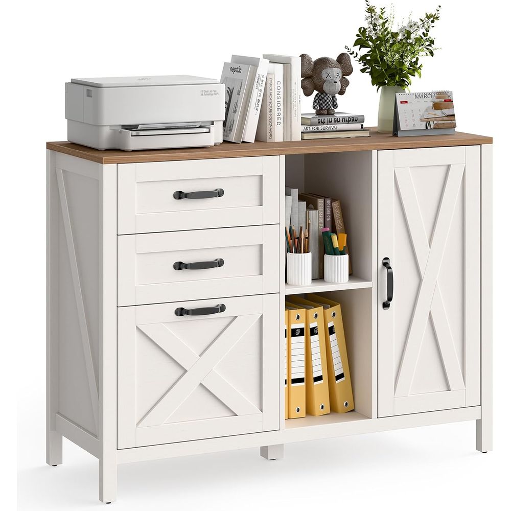 File Cabinet Lateral - Lemari Arsip Lateral Putih dengan 3