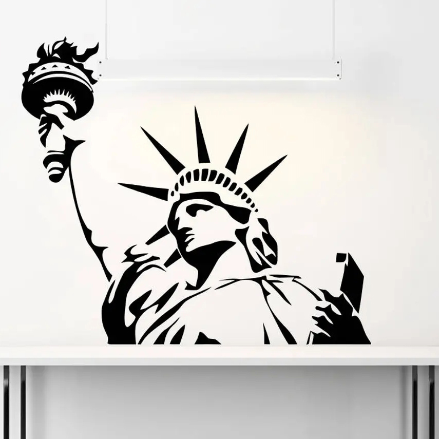 Office Furniture Usa - Stiker dinding Patung Kebebasan AS hadiah