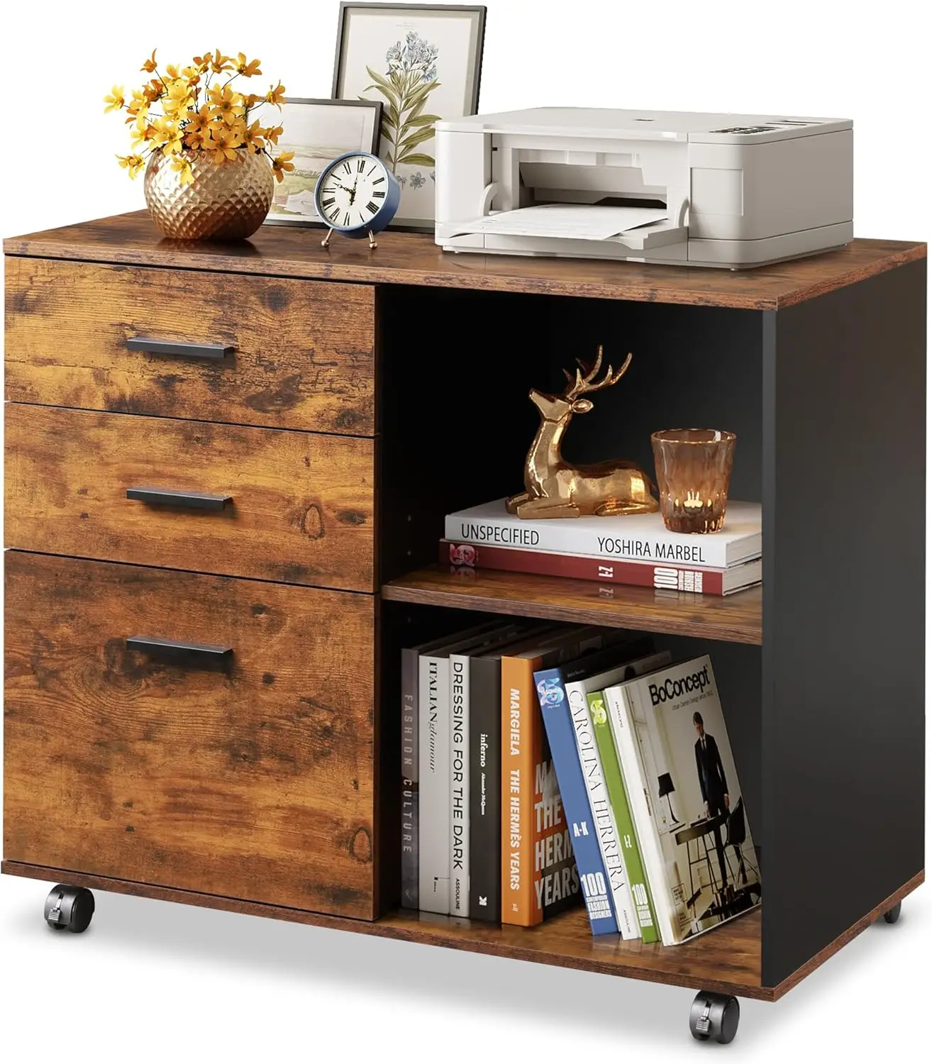 File Cabinet Lateral - Lemari Arsip Bergerak 3 Laci, Lemari