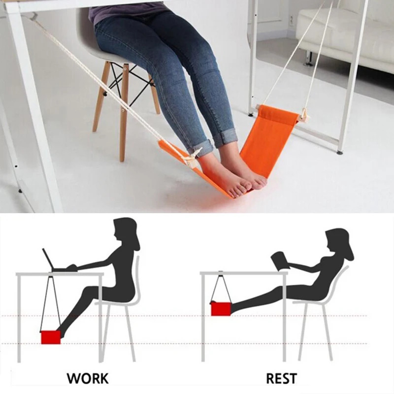 Under Desk Hammock - Hammock Kaki Poliester yang Dapat Disesuaikan