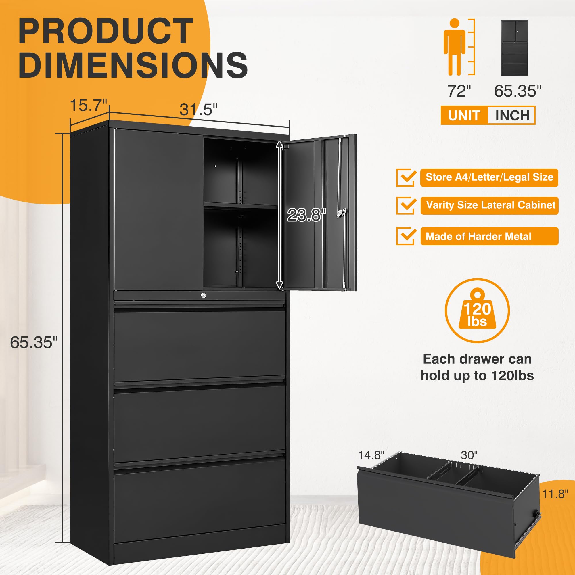 Lemari Arsip Logam 3 Laci, Lem - File Cabinet Lateral ulasan dan harga