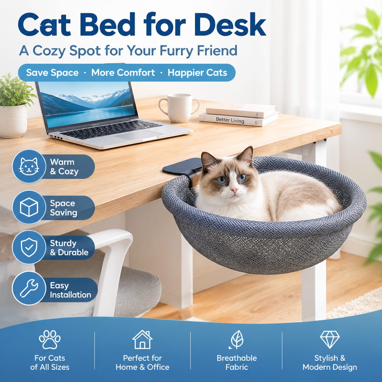 Hammock Kucing Lipat yang Dapa - Under Desk Hammock ulasan dan harga