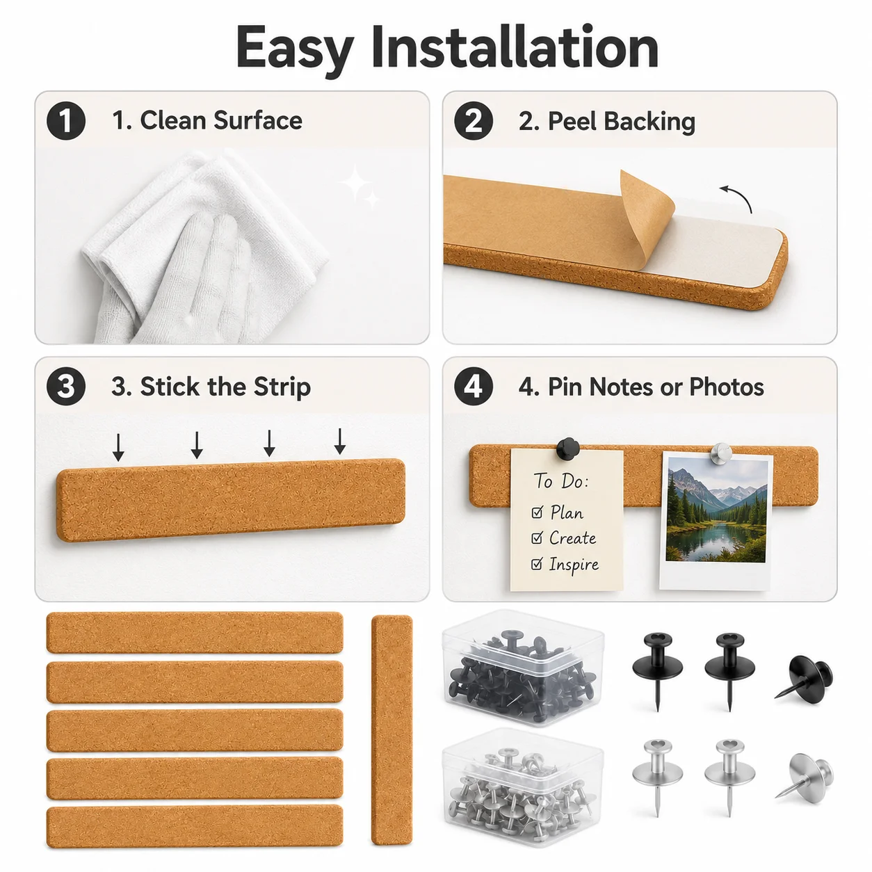 1-3Pcs Papan Strip Gabus Perek - Bulletin Board Cork ulasan dan harga