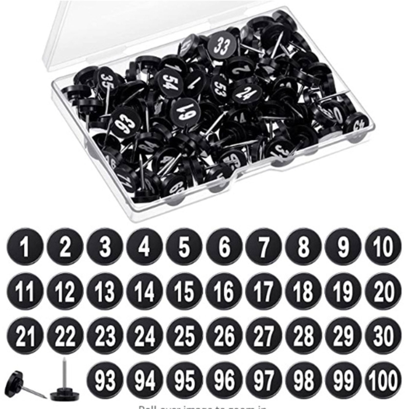 100Pcs Bulat Nomor Pushpin Pet - Office Furniture Online ulasan dan harga