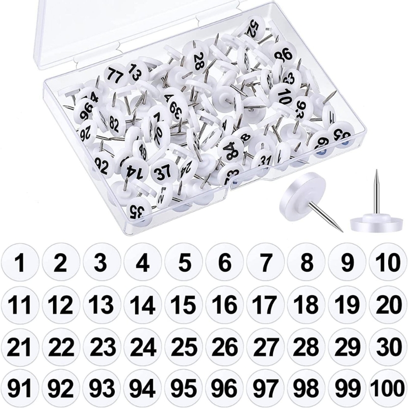 100Pcs Bulat Nomor Pushpin Pet - Office Furniture Online ulasan dan harga