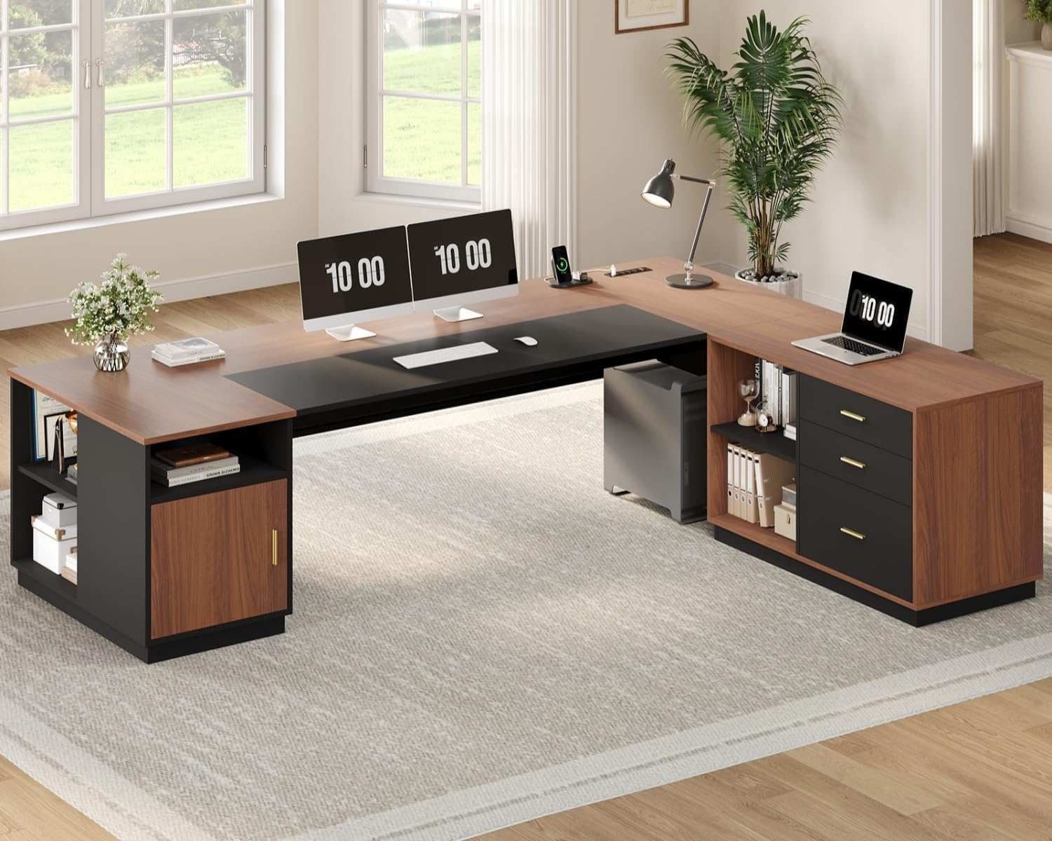 Meja Eksekutif Berbentuk L 78, - File Cabinet Lateral ulasan dan harga