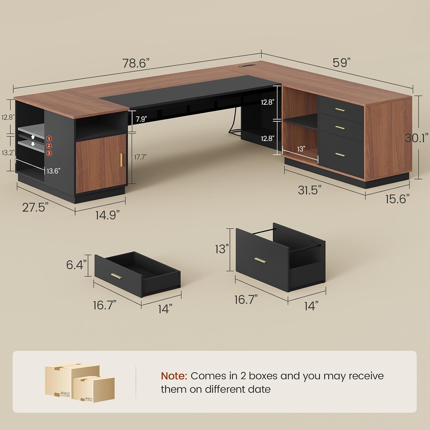 Meja Eksekutif Berbentuk L 78, - File Cabinet Lateral ulasan dan harga