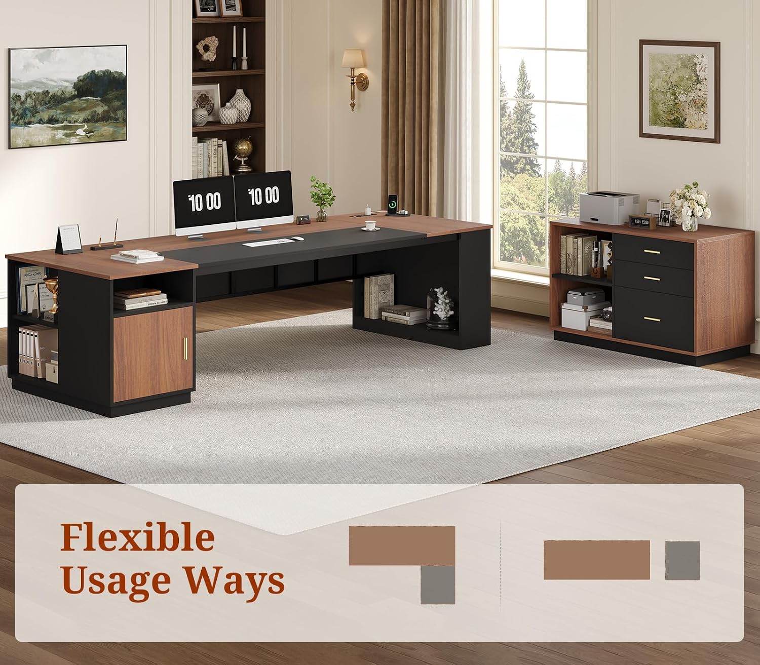 Meja Eksekutif Berbentuk L 78, - File Cabinet Lateral ulasan dan harga