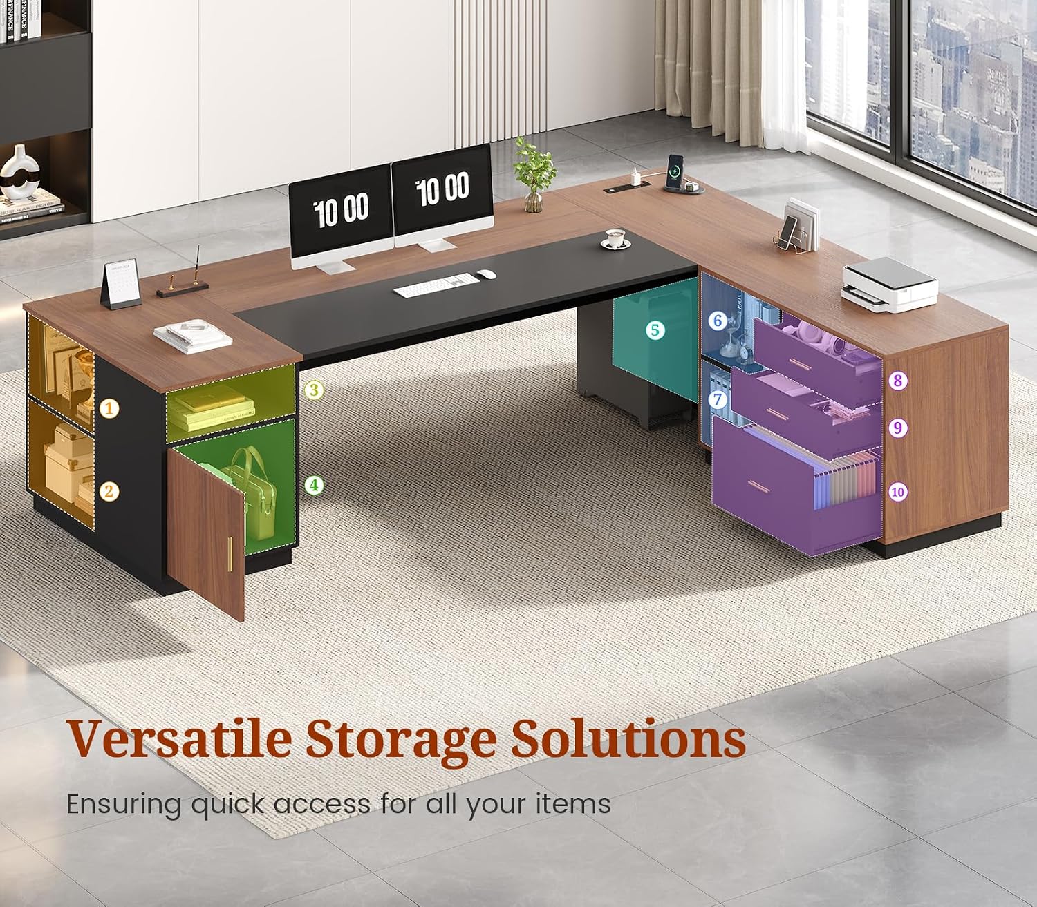 Meja Eksekutif Berbentuk L 78, - File Cabinet Lateral ulasan dan harga